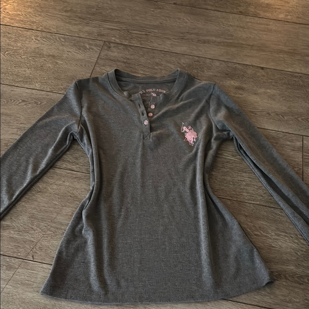 U.S. Polo Assn. Charcoal Polo with Pink Logo
